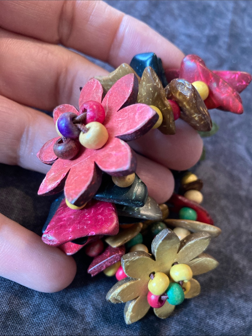 Bohemian Multicolor Flower Beaded Bracelet